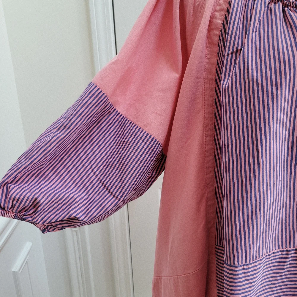 Free People Keegan Oversized‎ Tunic Dress Pink With Stripes Size XS